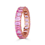 5.00ct Emerald Cut Pink Sapphire Eternity Band in 18k Rose Gold