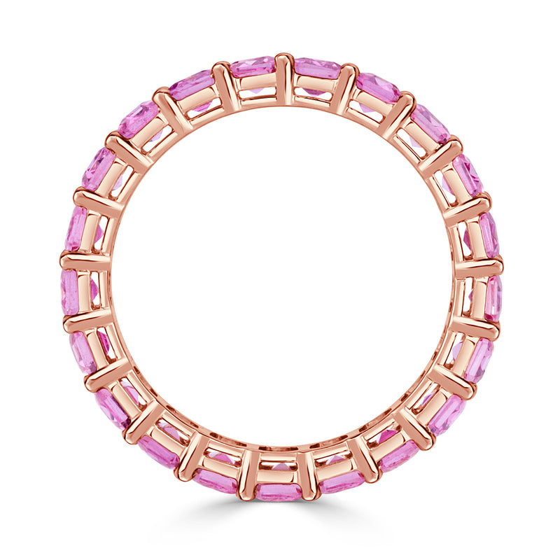 5.00ct Emerald Cut Pink Sapphire Eternity Band in 18k Rose Gold