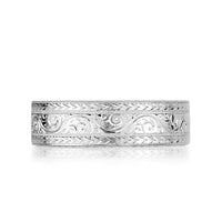 0.60ct Round Brilliant Cut Diamond Men's Engraved Wedding Band in Platinum