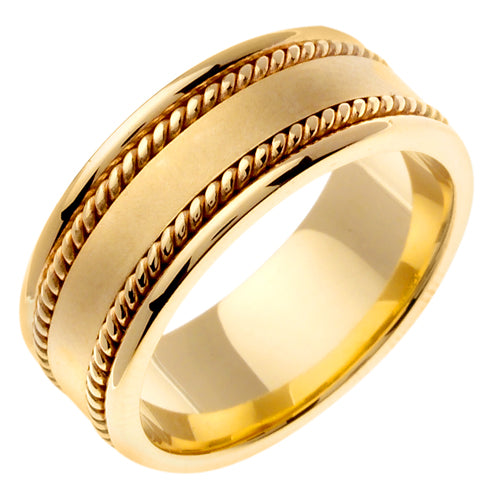 Men's Matte Accent Wedding Band in 18k Yellow Gold 8.0mm