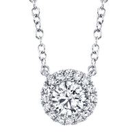 0.25ct Round Brilliant Cut Diamond Halo Pendant in 14k White Gold