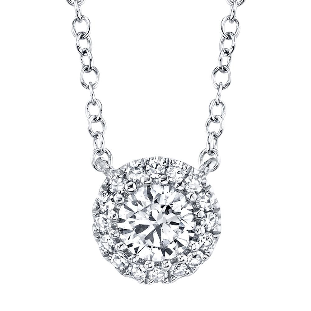 0.25ct Round Brilliant Cut Diamond Halo Pendant in 14k White Gold