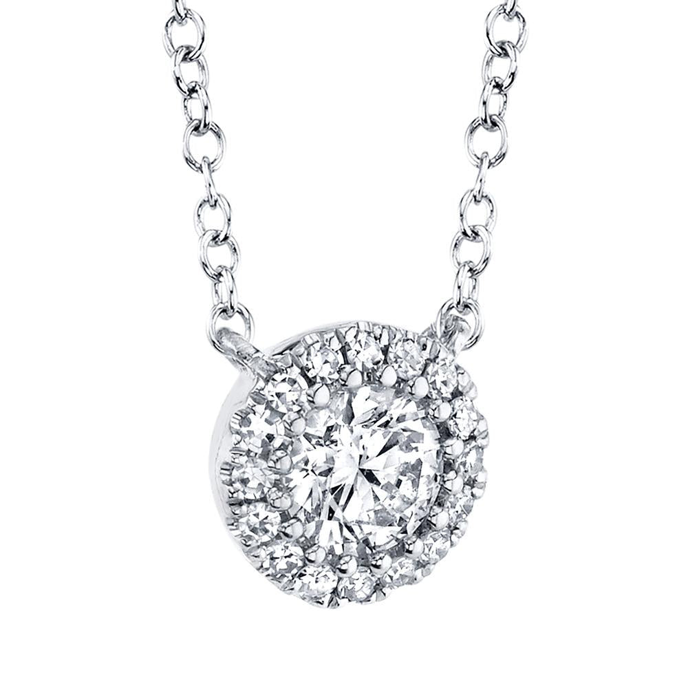 0.25ct Round Brilliant Cut Diamond Halo Pendant in 14k White Gold
