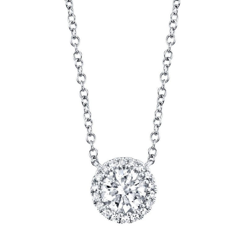 0.46ct Round Brilliant Cut Diamond Halo Pendant in 14k White Gold