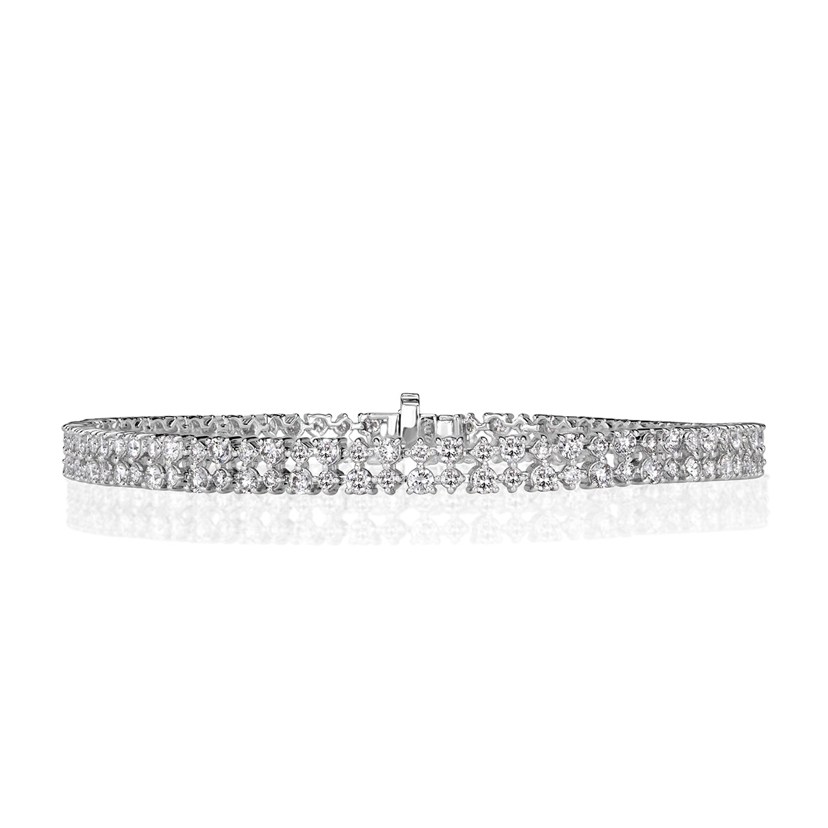 3.09ct Round Brilliant Cut Diamond Double Row Bracelet in 18k White Gold