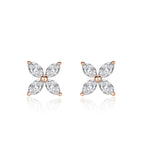 0.50ct Marquise Cut Diamond Floral Stud Earrings in 18k Rose Gold