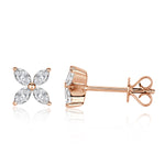 0.50ct Marquise Cut Diamond Floral Stud Earrings in 18k Rose Gold