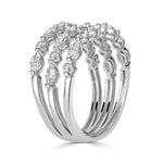 0.86ct Marquise and Round Brilliant Cut Diamond Triple Band in 18k White Gold