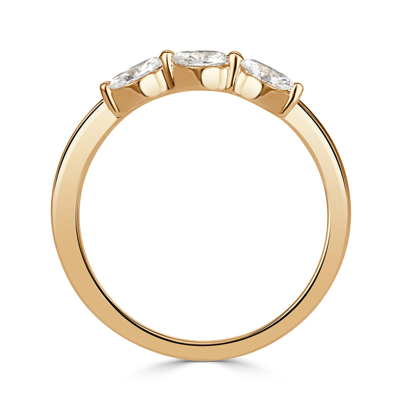 0.25ct Marquise Cut Three Diamond Band in 18k Yellow Gold
