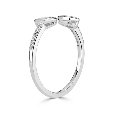 0.21ct Two Stone Marquise and Round Cut Diamond Ring in 18k White Gold