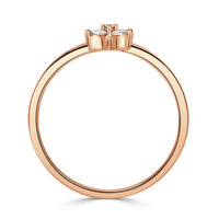 0.15ct Pear Shaped and Round Brilliant Cut Diamond Floral Ring in 18k Rose Gold