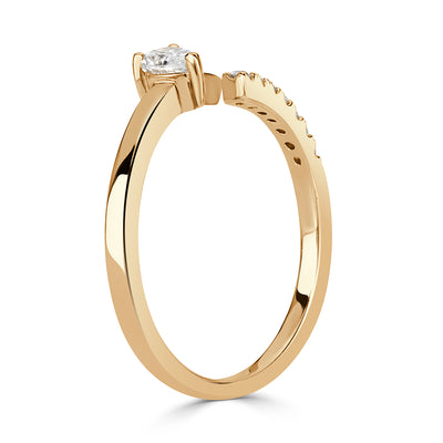 0.28ct Pear Shaped and Round Brilliant Cut Asymmetric Diamond Band in 18k Yellow Gold