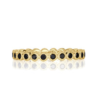 0.40ct Round Cut Black Diamond Milgrain Set Eternity Band in 18k Yellow Gold