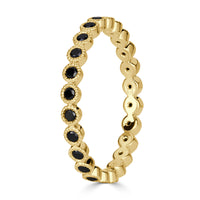 0.40ct Round Cut Black Diamond Milgrain Set Eternity Band in 18k Yellow Gold