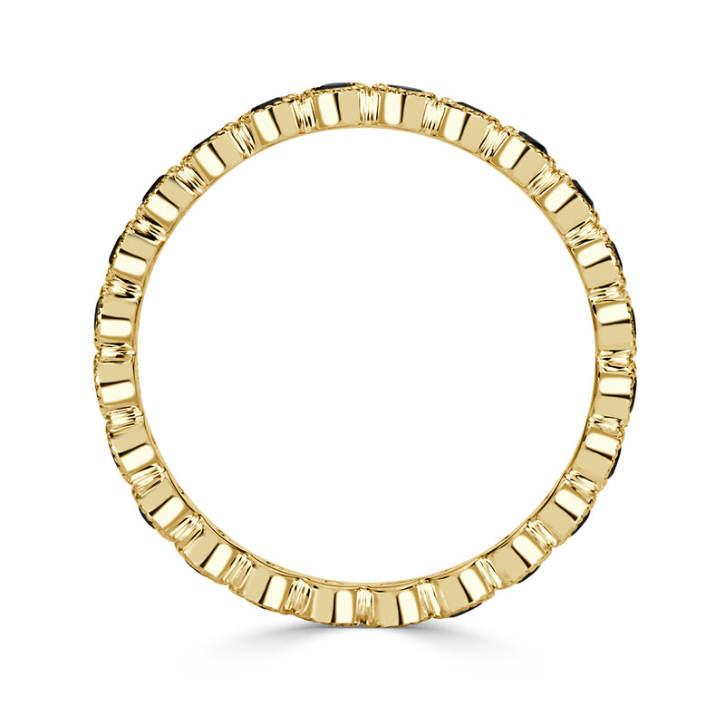 0.40ct Round Cut Black Diamond Milgrain Set Eternity Band in 18k Yellow Gold