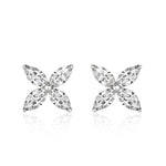 0.85ct Marquise Cut Diamond Floral Stud Earrings in 18k White Gold