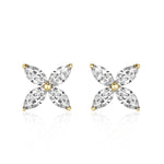 0.85ct Marquise Cut Diamond Floral Stud Earrings in 18k Yellow Gold