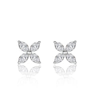 0.50ct Marquise Cut Diamond Floral Stud Earrings in 18k White Gold