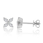0.50ct Marquise Cut Diamond Floral Stud Earrings in 18k White Gold