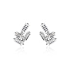 0.30ct Baguette Cut Diamond Cluster Stud Earrings in 18k White Gold