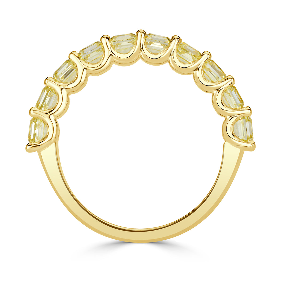 2.54ct Fancy Yellow Asscher Cut Diamond Wedding Band in 18k Yellow Gold