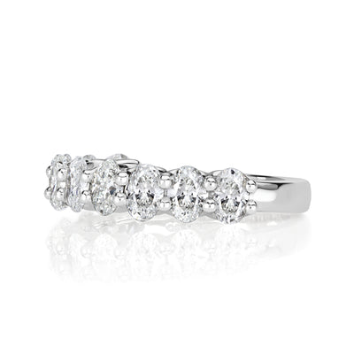 1.85ct Oval Cut Diamond Wedding Band in 18k White Gold