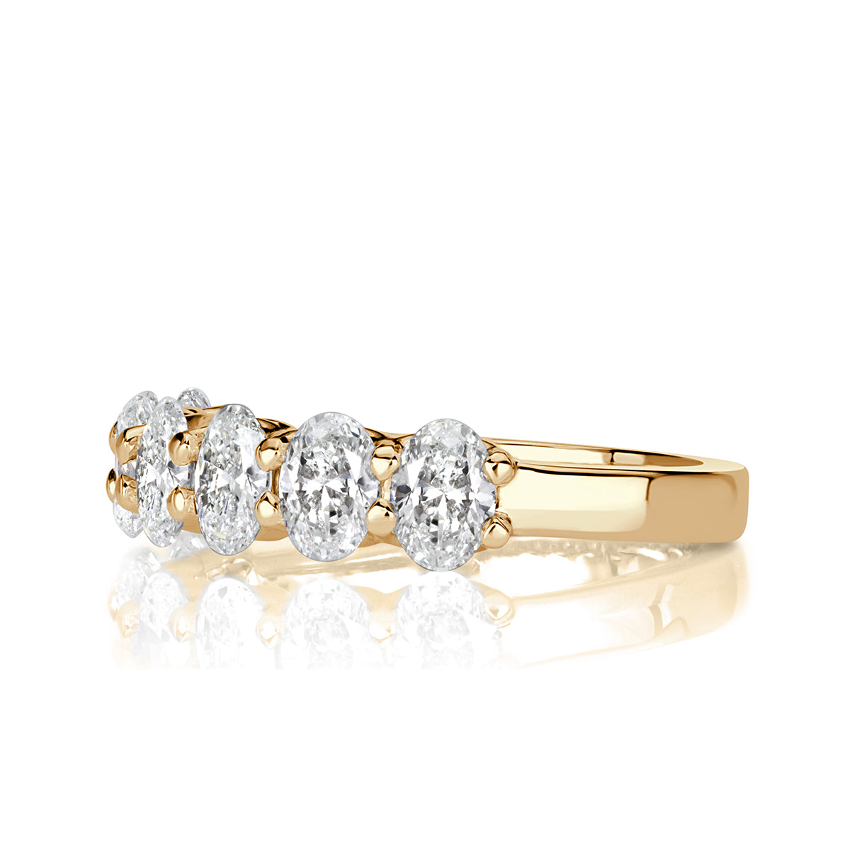 1.66ct Oval Cut Diamond Wedding Band in 18k Champagne Yellow Gold