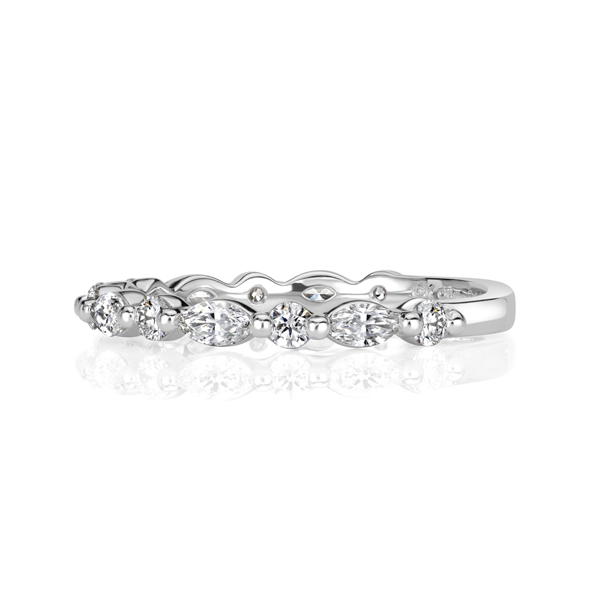 0.64ct Marquise and Round Brilliant Cut Diamond Wedding Band in Platinum