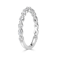 0.64ct Marquise and Round Brilliant Cut Diamond Wedding Band in 18k White Gold