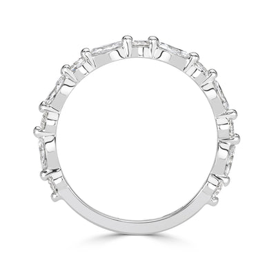 0.64ct Marquise and Round Brilliant Cut Diamond Wedding Band in 18k White Gold
