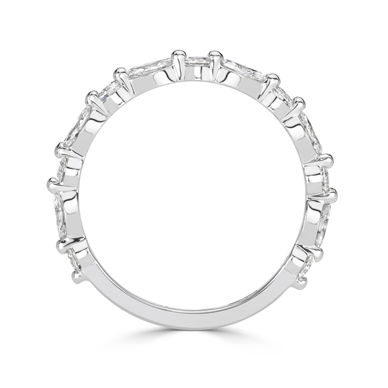 0.64ct Marquise and Round Brilliant Cut Diamond Wedding Band in 18k White Gold
