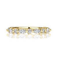 0.64ct Marquise and Round Brilliant Cut Diamond Wedding Band in 18k Yellow Gold