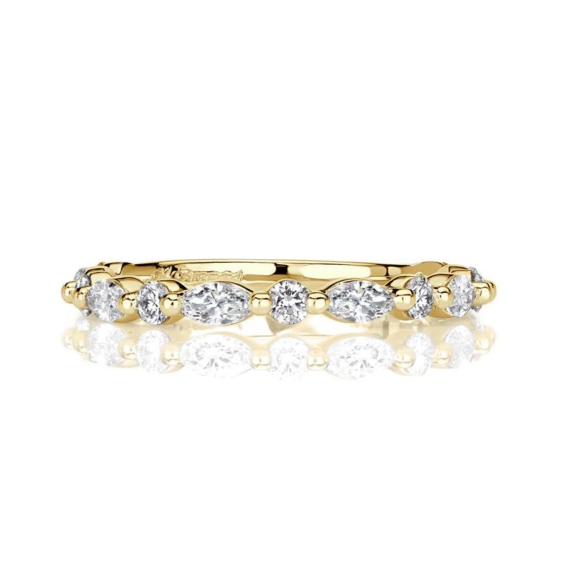 0.64ct Marquise and Round Brilliant Cut Diamond Wedding Band in 18k Yellow Gold