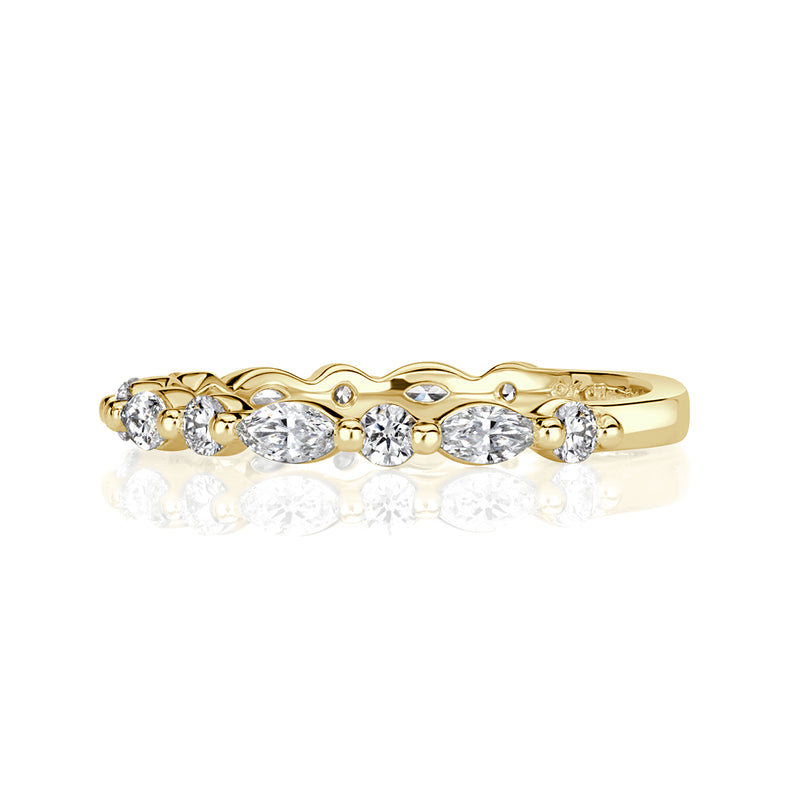0.64ct Marquise and Round Brilliant Cut Diamond Wedding Band in 18k Yellow Gold