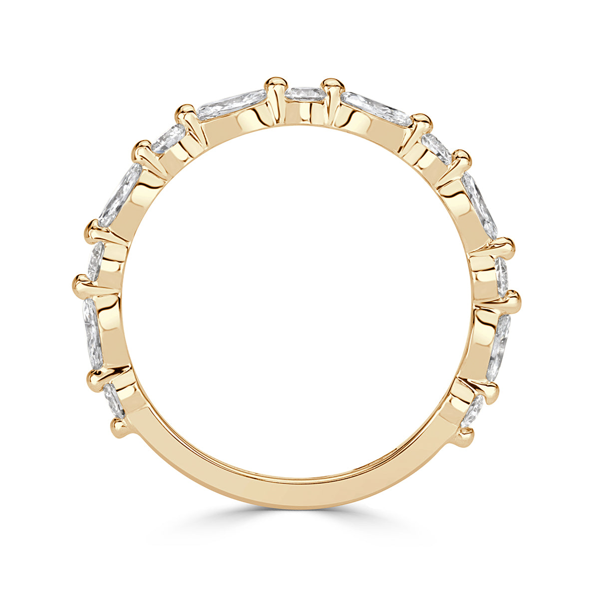0.64ct Marquise and Round Brilliant Cut Diamond Wedding Band in 18k Champagne Yellow Gold