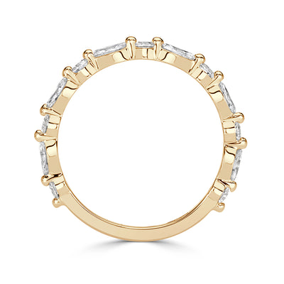 0.64ct Marquise and Round Brilliant Cut Diamond Wedding Band in 18k Champagne Yellow Gold