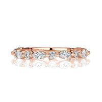 0.64ct Marquise and Round Brilliant Cut Diamond Wedding Band in 18k Rose Gold