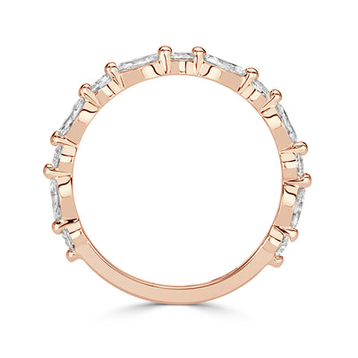 0.64ct Marquise and Round Brilliant Cut Diamond Wedding Band in 18k Rose Gold