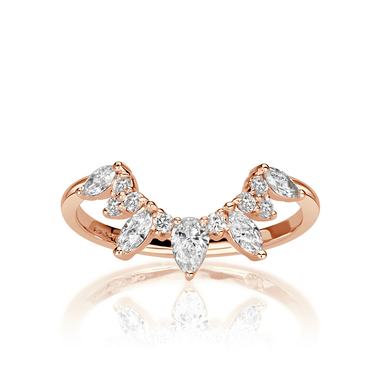 0.46ct Diamond Starburst Curve Band in 18K Rose Gold