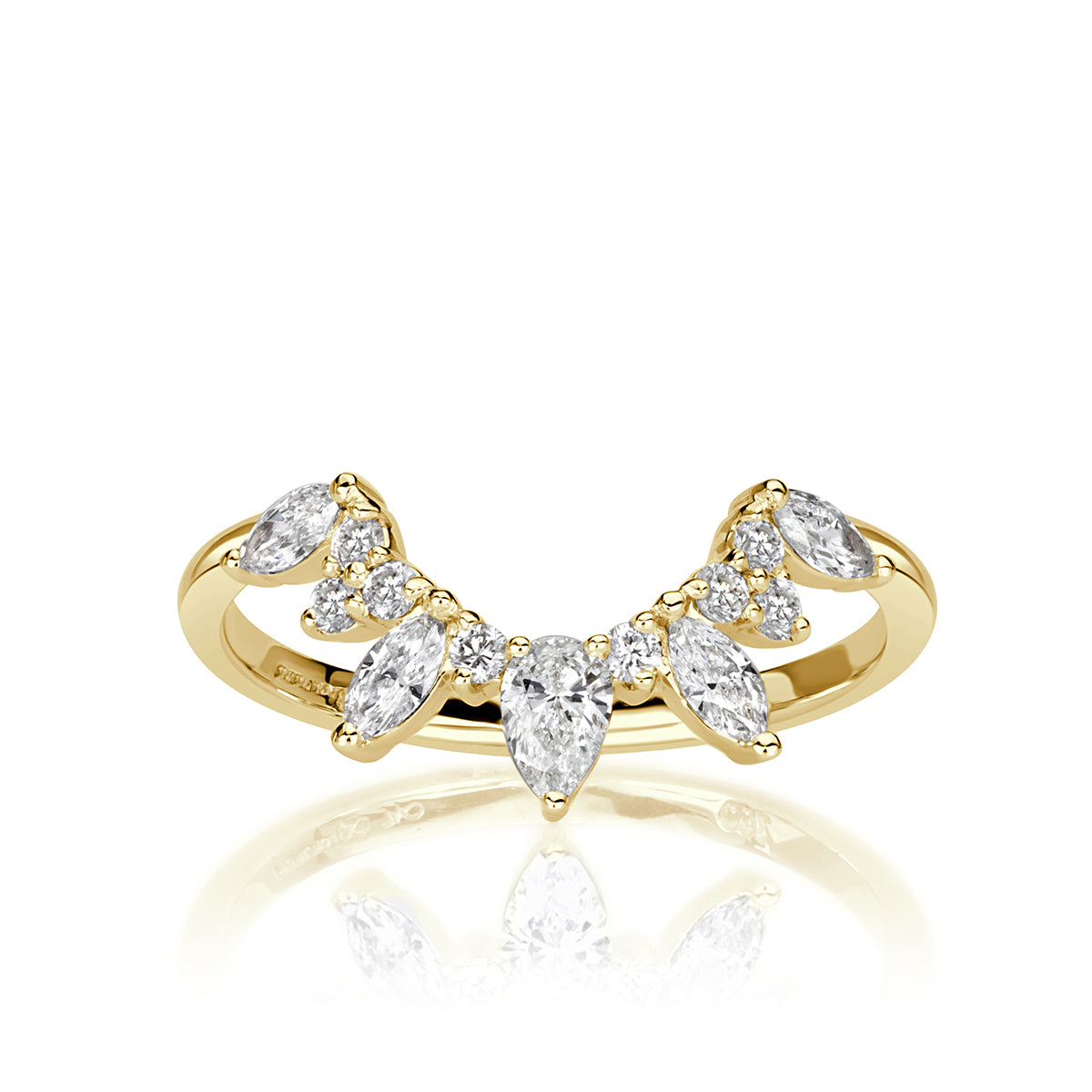 0.46ct Diamond Starburst Curve Band in 18K Yellow Gold