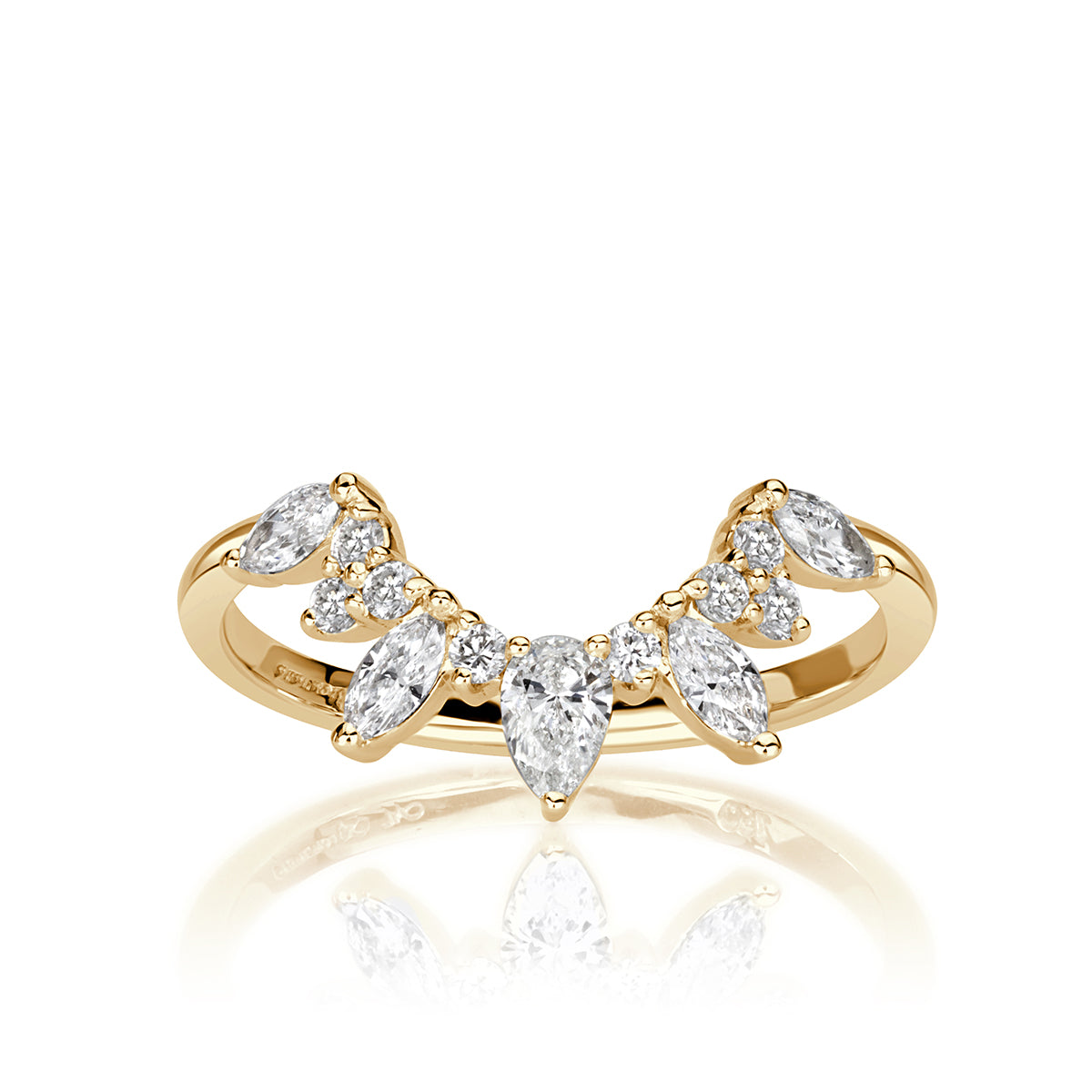 0.46ct Diamond Starburst Curve Band in 18K Champagne Yellow Gold