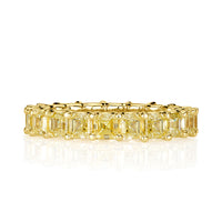 5.05ct Fancy Yellow Asscher Cut Diamond Eternity Band in 18k Yellow Gold