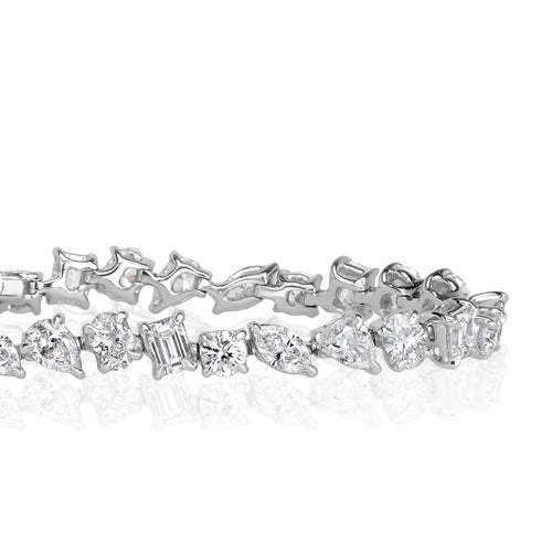 6.85ct Fancy Shape Diamond Tennis Bracelet in 18k White Gold