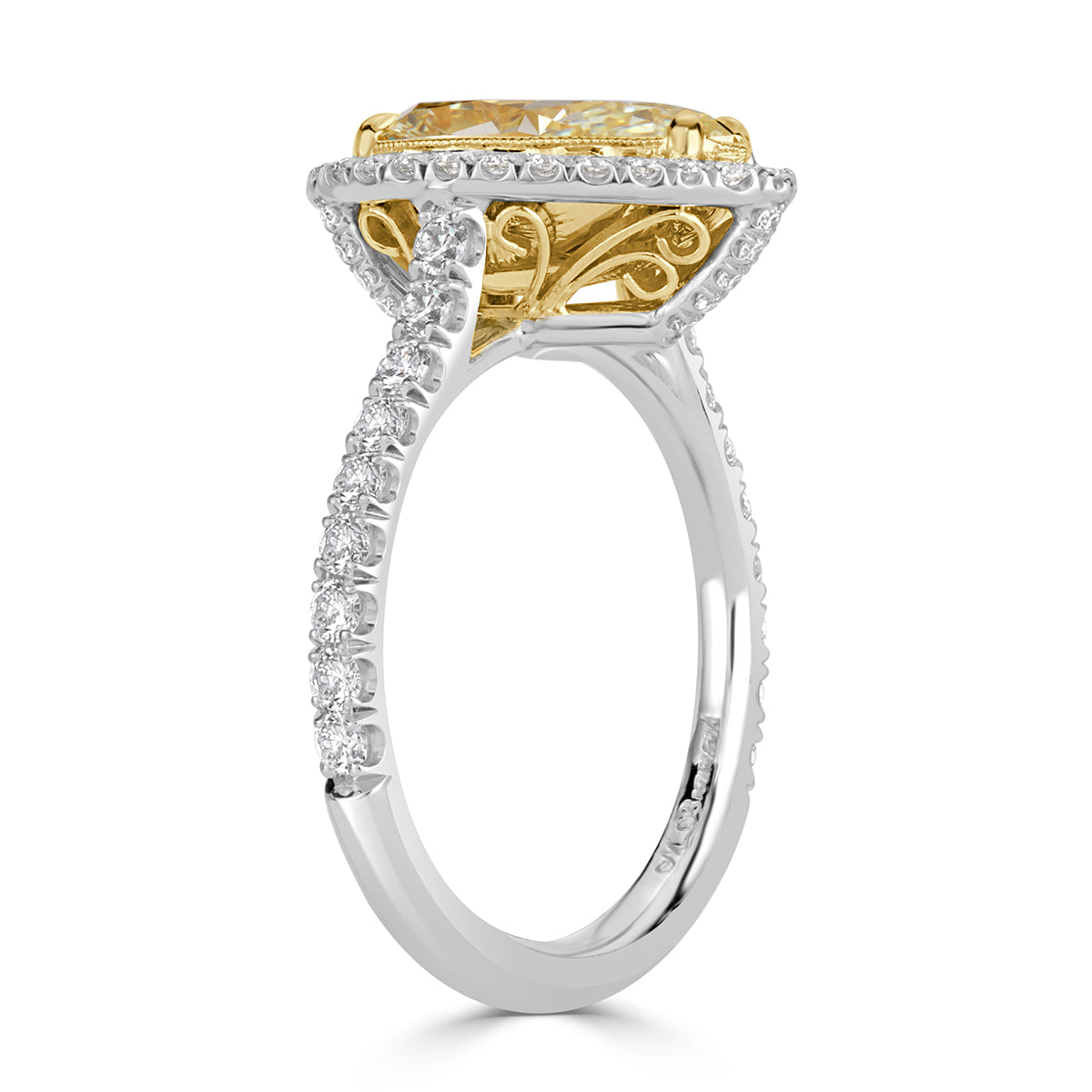 2.96ct Fancy Light Yellow Pear Shaped Diamond Engagement Ring