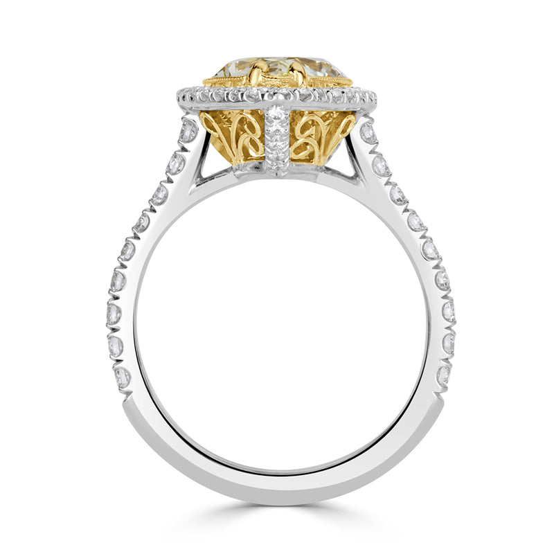 2.96ct Fancy Light Yellow Pear Shaped Diamond Engagement Ring