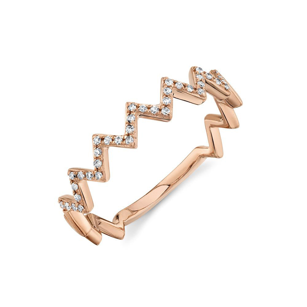 0.11ct Diamond Zig Zag Ring in 14k Rose Gold