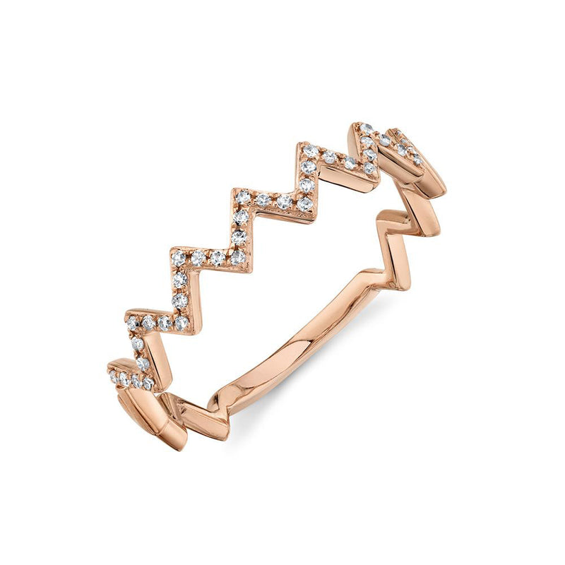 0.11ct Diamond Zig Zag Ring in 14k Rose Gold