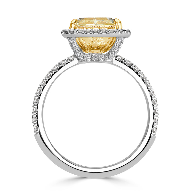 4.02ct Fancy Light Yellow Radiant Cut Diamond Engagement Ring