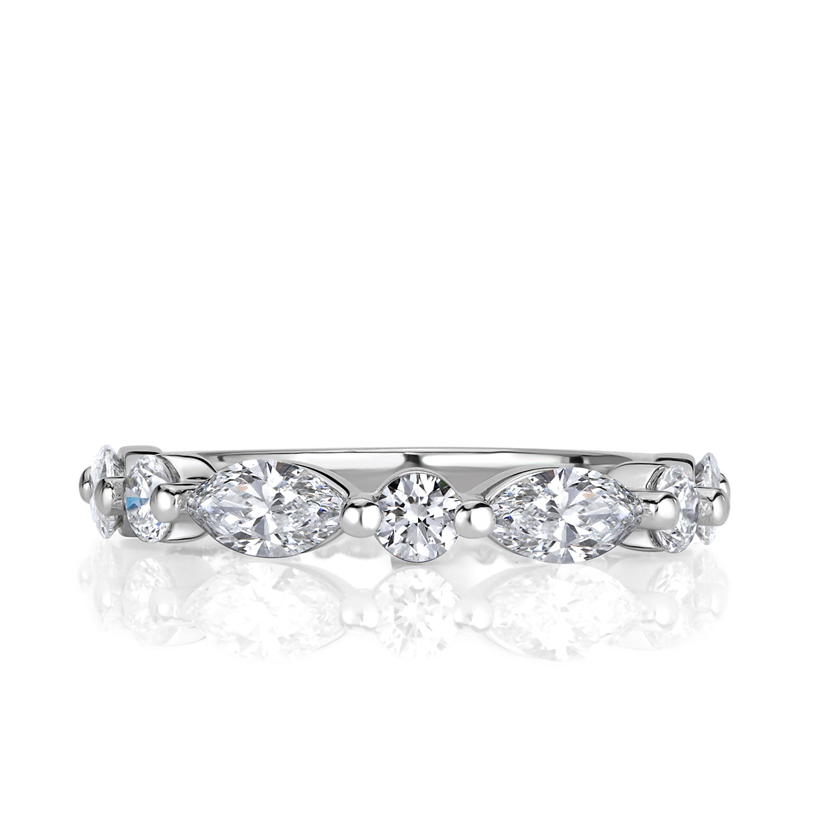 1.22ct Marquise and Round Brilliant Cut Diamond Wedding Band in Platinum
