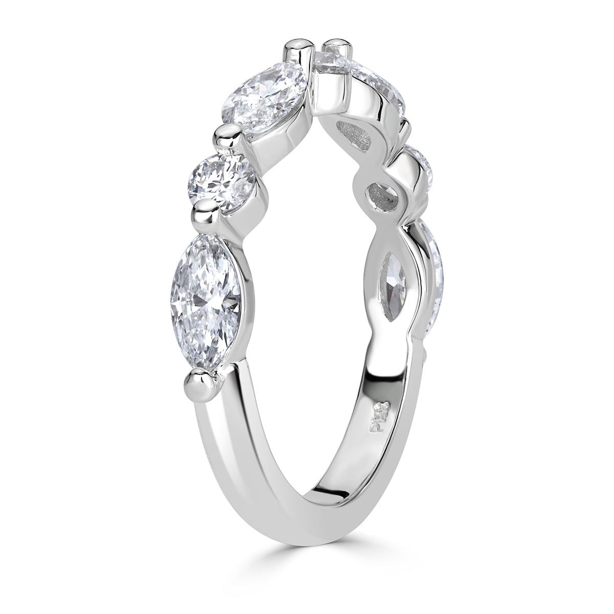 1.22ct Marquise and Round Brilliant Cut Diamond Wedding Band in Platinum
